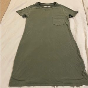 Olive green pocket tee dress